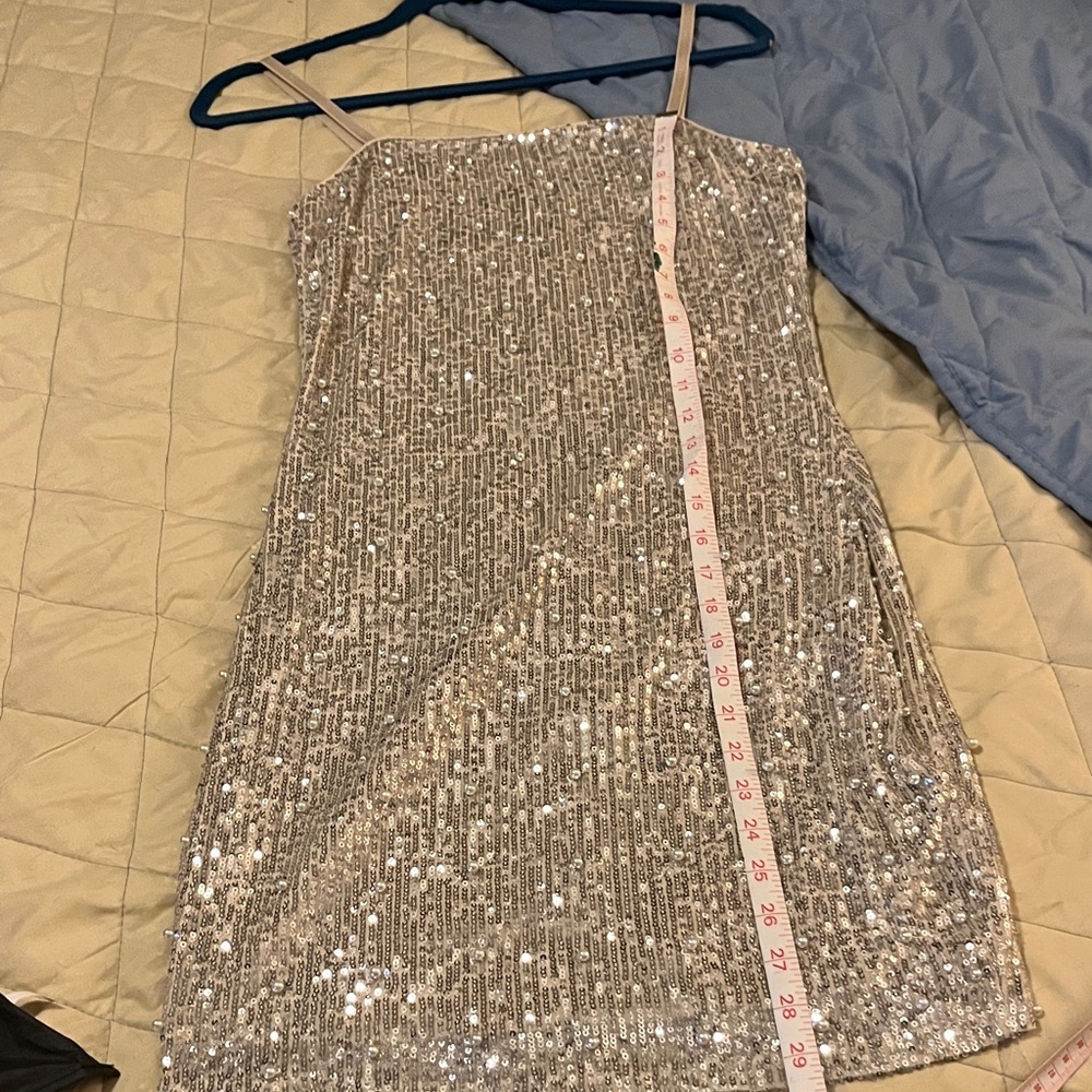 Silver Sequin Mini Dress